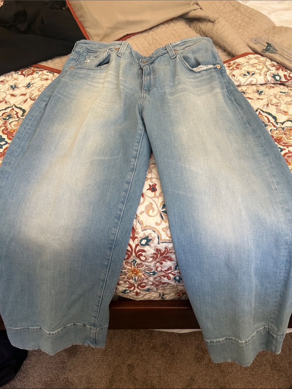 AG Adriano Goldschmied Light Blue Wide-Leg Jeans Saige Wide Leg Crop